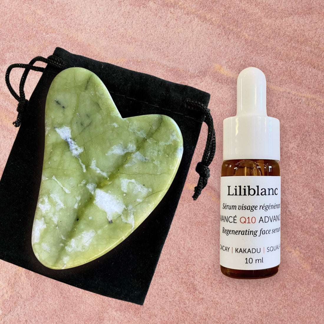 Facial serum and Gua Sha stone set 