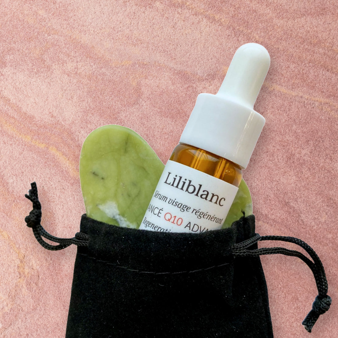 Facial serum and Gua Sha stone set 